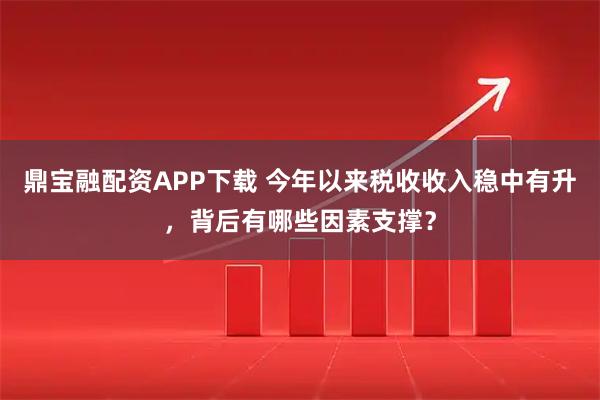 鼎宝融配资APP下载 今年以来税收收入稳中有升,背后有哪些因素支撑?
