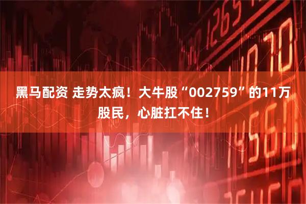 黑马配资 走势太疯！大牛股“002759”的11万股民，心脏扛不住！